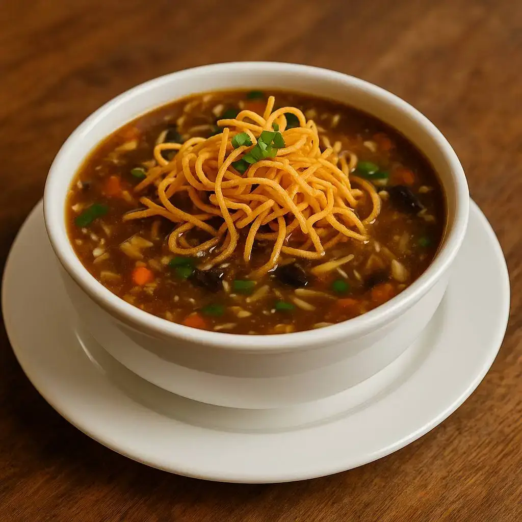 A bowl of hot and spicy Manchow soup served at House of Sheherwali in Azimganj