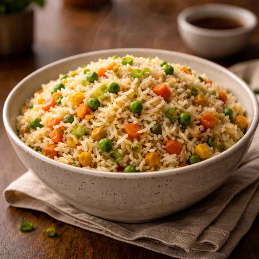 Vegetable fried rice served at House of Sheherwali restaurant in Murshidabad.