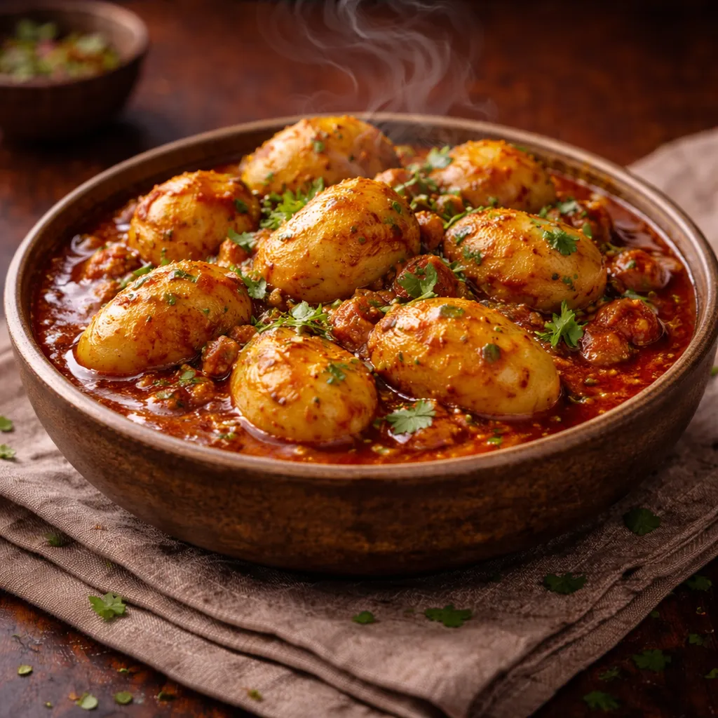 Aloo dum served at House of Sheherwali restaurant in Murshidabad