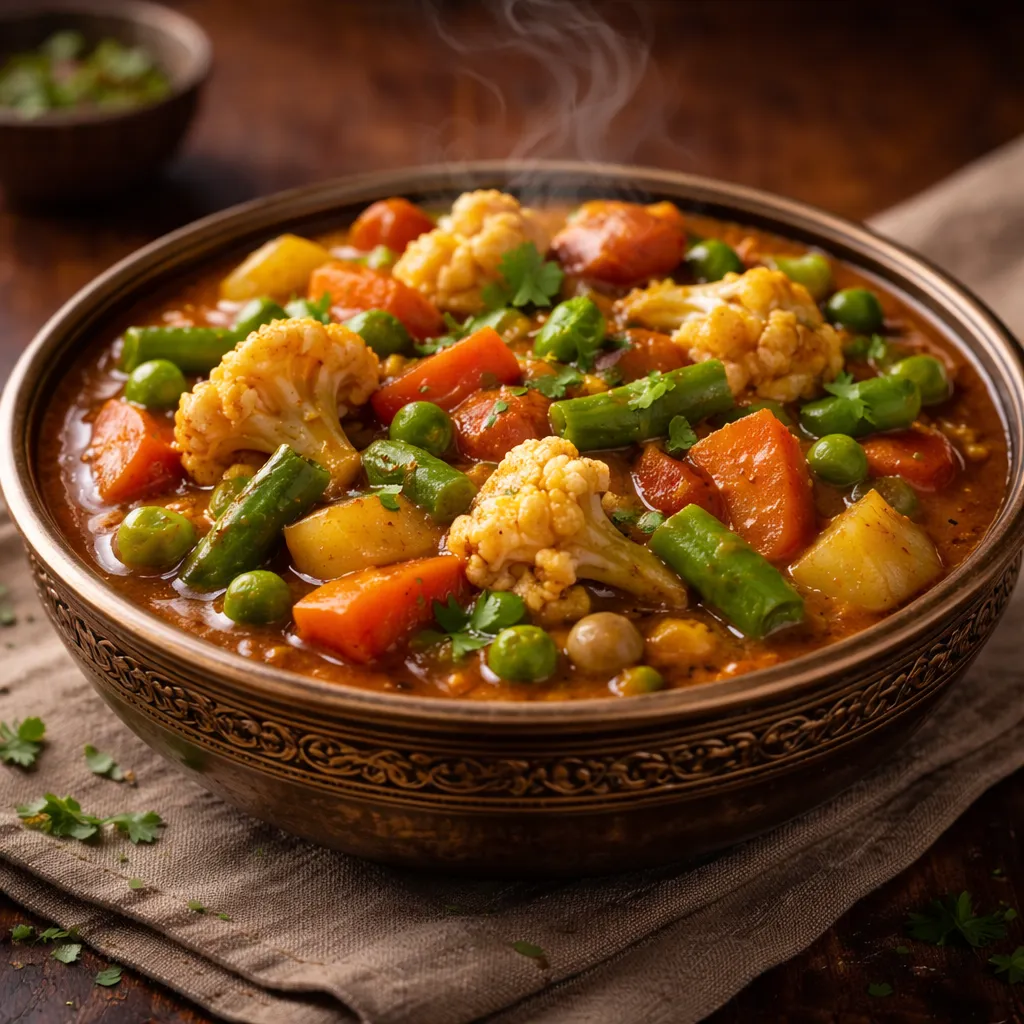 Mix veg curry served at House of Sheherwali restaurant in Murshidabad.
