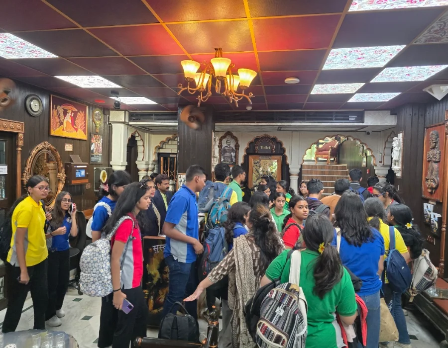 Students enjoying spacious group-friendly facilities at House of Sheherwali during an educational tour in Murshidabad.