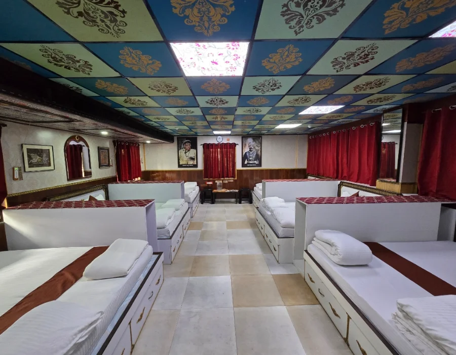 Comfortable dormitory-style accommodation for student groups at House of Sheherwali, Murshidabad.
