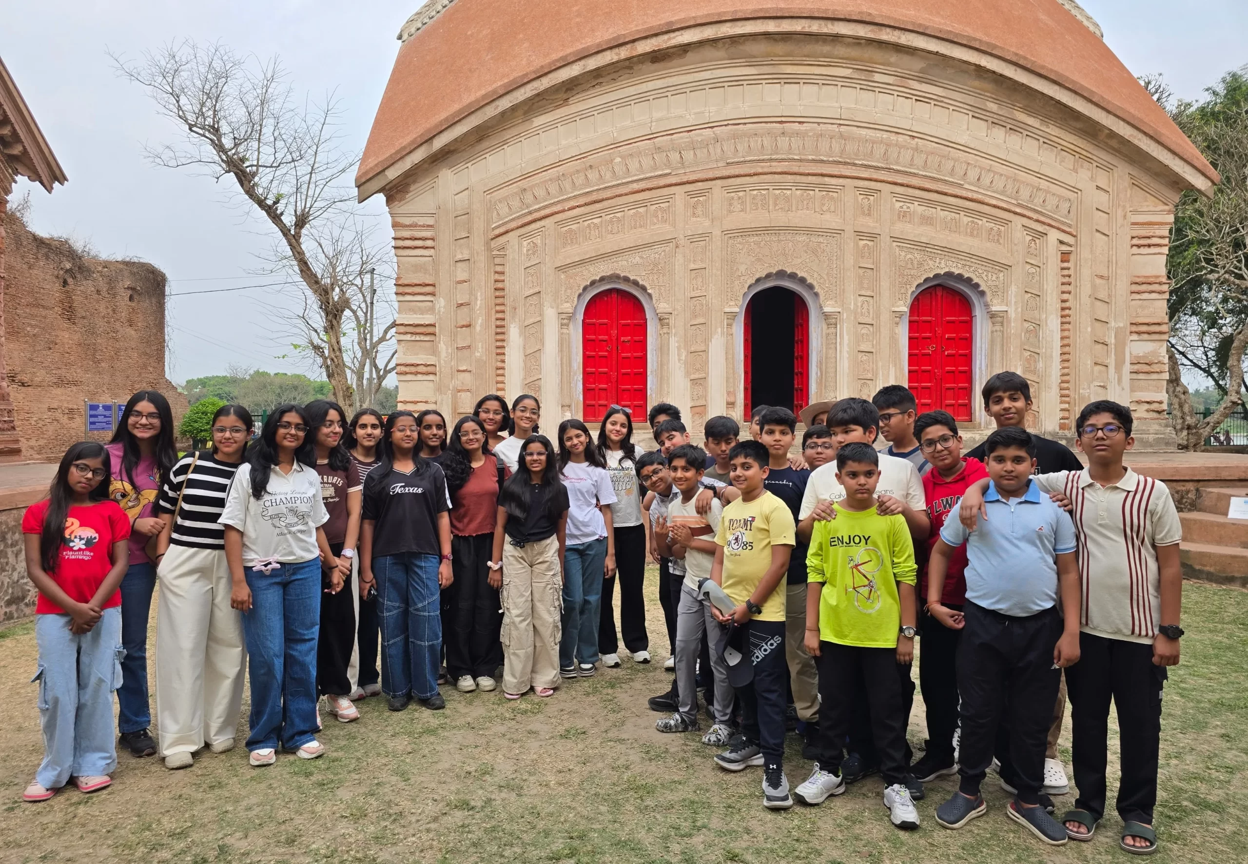 Students of Sri Sri Academy exploring Murshidabad heritage during an educational tour organised by House of Sheherwali.