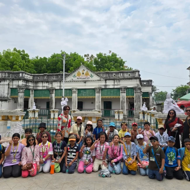 Students visiting the historic House of Jagat Seth during an educational tour in Murshidabad